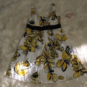 Colorful Fit & Flare Dress Yellow Black White